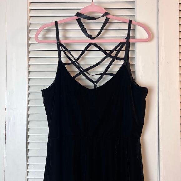 Killstar Magicka Black Velvet Skater Dress Size XXL Gothic Strappy Back Witchy - Picture 6 of 8